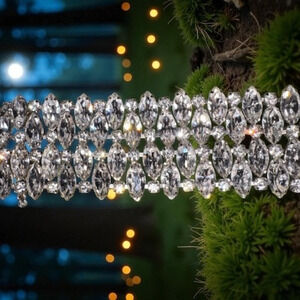 XXL B. David Brilliant Huge Clear Crystal Ice Marquis Rhinestone Estate Bracelet